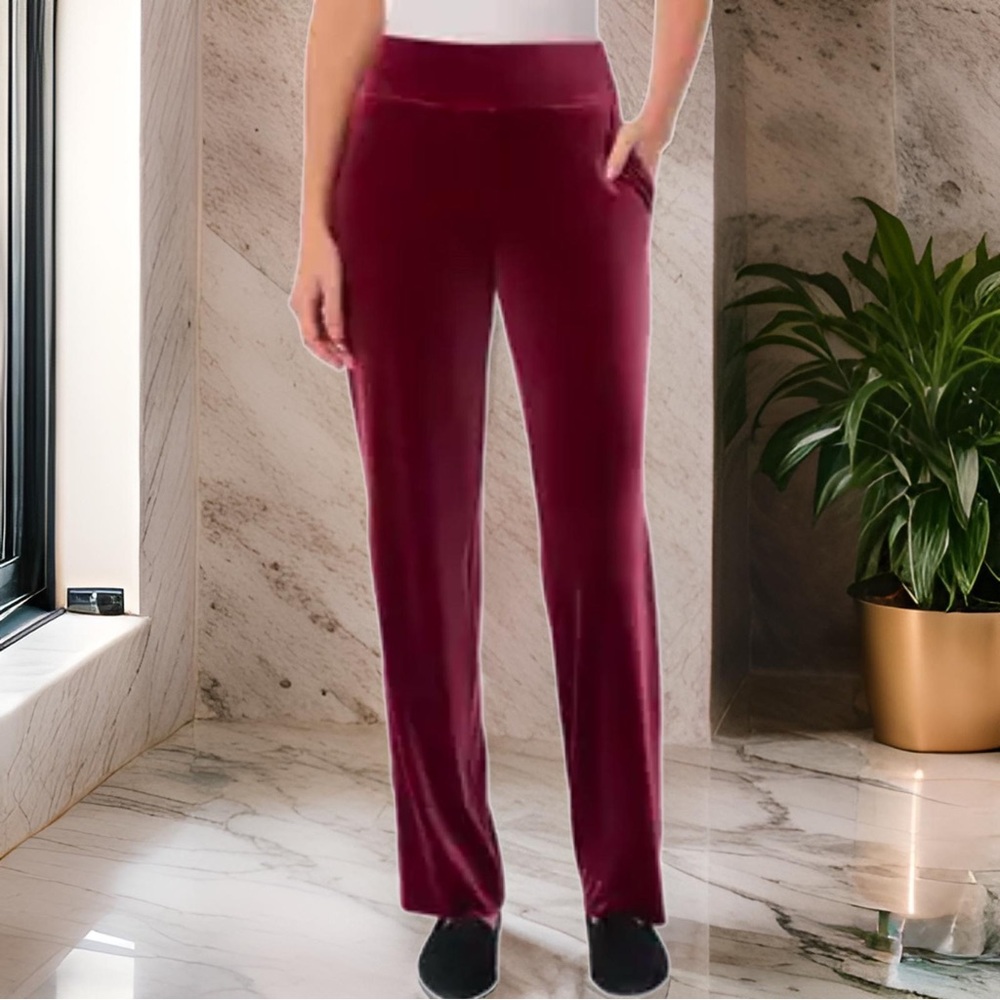 Jones New York Bordeaux Velour Pull On Pants Size XL